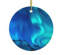 Northern Lights Print Personalised Christmas Bauble, Ceramic Round Christmas Hanging Ornament, Christmas Tree Decoration For Boyfriend Girlfriend Wife Xmas Gifts