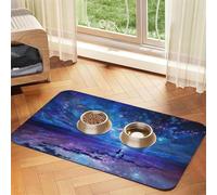 Northern Lights print PU Leather Feeding Mat for Dogs Cats Pet Food Mat Absorbent Non-Slip Rubber Bottom