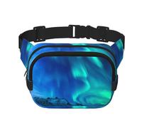 Northern Lights Print Unisex Square Double Layer Waist Bag Crossbody Fanny Pack Travel Workout Accessory, Black, One Size, Black, One Size