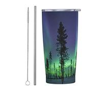 Northern Lights Printed 20 Oz Stainless Steel Tumbler Mug With Lids And Straws Vacuum Insulated Travel Mug Coffee Cups For Cold Hot Drinks