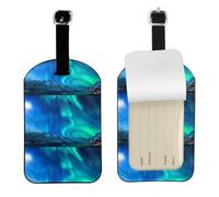 Northern Lights Printed Leather Luggage Tag, Durable Baggage Identifier, Soft PU ID Label, for Business Travel