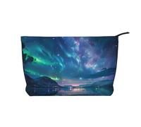 Northern Lights Printed Makeup Bag Corduroy Travel Cosmetic Bags Cosmetic Case Toiletry Bag Organizer for Women Mom Girls