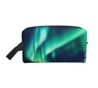 Northern Lights Printing Portable Makeup Bag for Women Girl Large Capacity Travel Cosmetic Bag Makeup Pouch Organizer with Handle