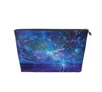Northern Lights Prints PVC Leather Travel Toiletry Bag with Silver Zippers, Waterproof Cosmetic Organiser for Makeup, Toiletries & Essentials