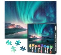 Northern Lights Puzzles for Adults 1000 Pieces, Lofoten islands Norway Jigsaw Puzzles, Snowy Mountains Adult Puzzle for Adults, Educational Fun Games or Toys for Elders Friends 20X27 INCH