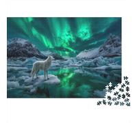 Northern Lights Rätsel Für Erwachsene |A White Arctic Wolf| 1000pcs (75x50cm) Puzzles Lernspiele Home Decor Puzzles