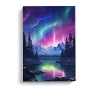 Northern Lights Realism Art Canvas Print | Gallery Wrapped 30mm Frame Wall Art | 30x20 inches | Ready to Hang | Contemporary Picture | Living Room Bedroom Lounge Office