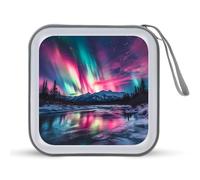 Northern Lights Red Blue Green Portable CD Case Holder 48 Capacity Travel DVD Storage Boxs Wallet Bag