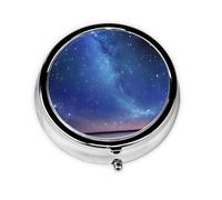 (Northern Lights) Round Pill Box with 3 Compartments Small Portable Pill Organizer for Travel