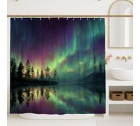 Northern Lights Shower Curtain, Colorful Aurora Borealis Bathroom Decor, Winter Modern Artistic Waterproof Fabric Shower Curtain with Hooks 72x84 Inch