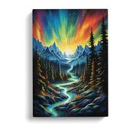 Northern Lights Symbolism Art Canvas Print | Gallery Wrapped 30mm Frame Wall Art | 30x20 inches | Ready to Hang | Contemporary Picture | Living Room Bedroom Lounge Office