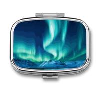 Northern Lights Travel Pill Organizer - Daily Pill Box to Hold Vitamins, Portable Cod and Liver Pill Case with 2 Pocket Wallet Compartments