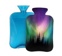 Northern Lights Tree Hot Water Bottle with Cover, 2L Large Capacity Hot Water Bag for Hot Cold Compress, Hand Feet Warmer, Neck Shoulder Pain Relief