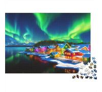 Northern Lights Village Beginners Jigsaw Puzzle 1000 Pieces Office Break Puzzle Stress Relief Activity 70x50cm/1000pcs