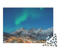 Northern Lights Village1000-Piece Jigsaw Puzzle Mountain Art- Decoration for Adults And Kids 70x50cm/1000pcs