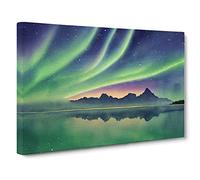 Northern Lights Watercolour Vol.5 Canvas Print | Gallery Wrapped 30mm Frame Wall Art | 30x20 inches | Ready to Hang | Contemporary Picture | Living Room Bedroom Lounge Office