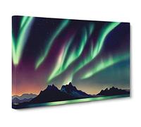 Northern Lights Watercolour Vol.6 Canvas Print | Gallery Wrapped 30mm Frame Wall Art | 30x20 inches | Ready to Hang | Contemporary Picture | Living Room Bedroom Lounge Office
