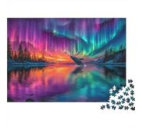 Northern Lights Whale 1000 Piece Jigsaw Puzzles Whale Leaping Under Aurora for Adult Educational Game Beautiful Decoration Challenge High Difficulty Male And Female Birthday 38x26cm/1000pcs Gifts