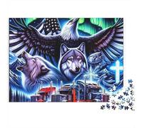 Northern Lights Wolf Eagle 1000 Piece Jigsaw Puzzle for Adults 70x50cm/1000pcs