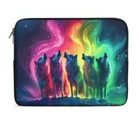 Northern Lights Wolf Howling Laptop Case Sleeve Bag 17inch Durable Shockproof Protective Computer Carrying Cover Briefcase