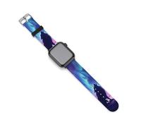 Northern Lights Wolf Silicone Watch Band Replacement Watch Straps Adjustable Sport Wristband for Women Men 42mm/44mm