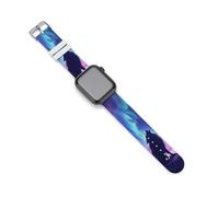 Northern Lights Wolf Silicone Watch Band Replacement Watch Straps Adjustable Sport Wristband for Women Men 42mm/44mm