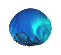 Northern Lights1 Print Shower Cap, Lined Shower Cap For Women Reusable, Double Layer Waterproof Bath Cap