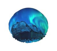 Northern Lights1 Printed Reusable Shower Hats, Double Layer Headgear For Spa And Salon, Large Hair Wrap