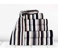 Northern Luxe 100% Pure Cotton Royal Victorian Stripe Towels, Premium Super Soft Bath/Hand Towel & Bath Sheet Quick Dry Highly Absorbent (Black-Grey, 2x Hand Towels)