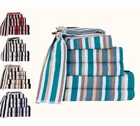 Northern Luxe 100% Pure Cotton Royal Victorian Stripe Towels, Premium Super Soft Bath/Hand Towel & Bath Sheet Quick Dry Highly Absorbent (Teal, Bale set of 6)