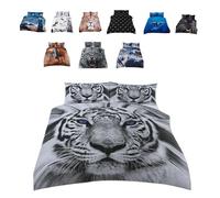Northern Luxe 3D Animal Print Duvet Cover with Pillowcases, Soft and Breathable Quilt Set, Premium Quality Natural Cotton, Reversible Cozy Comfort with Vibrant Design (King, White Tiger)
