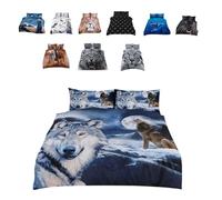 Northern Luxe 3D Animal Print Duvet Cover with Pillowcases, Soft and Breathable Quilt Set, Premium Quality Natural Cotton, Reversible Cozy Comfort with Vibrant Design (King, Wolf)