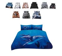 Northern Luxe 3D Animal Print Duvet Cover with Pillowcases, Soft and Breathable Quilt Set, Premium Quality Natural Cotton, Reversible Cozy Comfort with Vibrant Design (King, Dolphin)