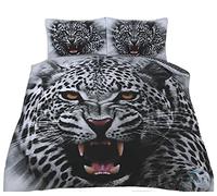 Northern Luxe - 3D Duvet Cover set Animal Effect for Children's and Adults Printed with Pillow Cases Quilt Bedding Set (Wild Snow Leopard, Double)