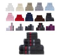 Northern Luxe 8 Piece Towel Bale Set - 600 GSM Egyptian Cotton, Ultra Soft, Absorbent & Durable Terry Towels for Face, Hand & Bath Towel (LA Border Charcoal, Bale of 8)