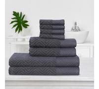 Northern Luxe 8 Piece Towel Bale Set - 600 GSM Egyptian Cotton, Ultra Soft, Absorbent & Durable Terry Towels for Face, Hand & Bath Towel (Zig Zag Charcoal, Bale of 8)