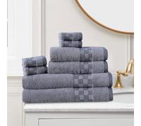 Northern Luxe 8 Piece Towel Bale Set - 600 GSM Egyptian Cotton, Ultra Soft, Absorbent & Durable Terry Towels for Face, Hand & Bath Towel (Check Border Silver, Bale of 8)