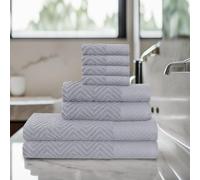 Northern Luxe 8 Piece Towel Bale Set - 600 GSM Egyptian Cotton, Ultra Soft, Absorbent & Durable Terry Towels for Face, Hand & Bath Towel (Zig Zag Silver, Bale of 8)