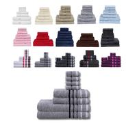 Northern Luxe 8 Piece Towel Bale Set - 600 GSM Egyptian Cotton, Ultra Soft, Absorbent & Durable Terry Towels for Face, Hand & Bath Towel (Stripe Border Silver, Bale of 8)