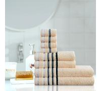 Northern Luxe 8 Piece Towel Bale Set - 600 GSM Egyptian Cotton, Ultra Soft, Absorbent & Durable Terry Towels for Face, Hand & Bath Towel (Stripe Border Cream, Bale of 8)