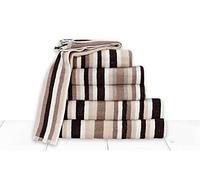 Northern Luxe Bathroom Royal Victorian Bath & Hand Towels For Bathroom 100% Flossy Cotton Stripe Design Excellent Quality (Brown Choc, Hand Towel)