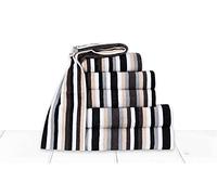 Northern Luxe Bathroom Royal Victorian Bath & Hand Towels For Bathroom 100% Flossy Cotton Stripe Design Excellent Quality (Black-grey,Bath Towel)