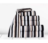 Northern Luxe Bathroom Royal Victorian Bath & Hand Towels For Bathroom 100% Flossy Cotton Stripe Design Excellent Quality (Black-grey, Hand Towel)