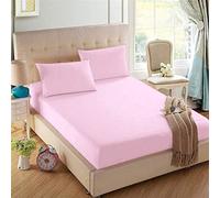 Northern Luxe Brushed Cotton Thermal Flannelette Pink Double Fitted Sheet with Pair of Pillowcases - Comfortable, Shrinkage & Fade Resistant - Extra Deep Bed Sheet 32cm