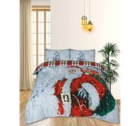 Northern Luxe Christmas Duvet Cover with Pillowcases 3D Printed Santa Xmax Snowman Decorations Quilt Bedding Set Soft Poly-Cotton Reversible Beddings (Santa Father, Double)
