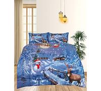 Northern Luxe Christmas Duvet Cover with Pillowcases 3D Printed Santa Xmax Snowman Decorations Quilt Bedding Set Soft Poly-Cotton Reversible Beddings (Festive Season, King)