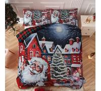 Northern Luxe Christmas Duvet Cover with Pillowcases 3D Printed Santa Xmax Snowman Decorations Quilt Bedding Set Soft Poly-Cotton Reversible Beddings (Christmas Celebrations, Super King)