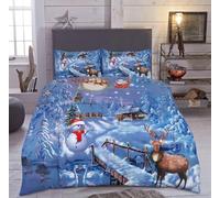 Northern Luxe Christmas Duvet Set with Pillowcases - 3D Printed Design Soft Reversible Poly-Cotton Quilt for Comfortable and Festive Holiday Bedding (Festive Season, Double)