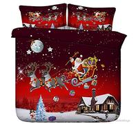 Northern Luxe Christmas Xmax Bedding Duvet Cover Set soft comfortable Snowman Greetings Red Bed Quilt Cover with Pillow case (Christmas Greetings, Super King)
