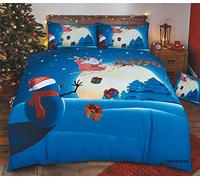 Northern Luxe Christmas Xmax Bedding Duvet Cover Set Soft Comfortable UK Hot Beddings 3D Snowman, Greetings, Santa Father Quilt Covers with Pillowcase (Snowman, Double)